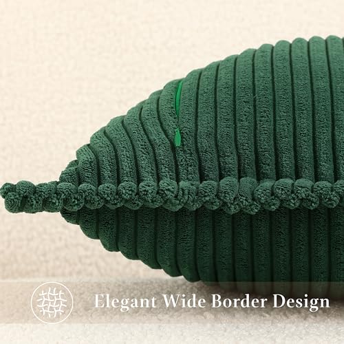 Christmas Green Corduroy Throw Pillow Covers 26x26 Set of 2 - Soft & Luxurious