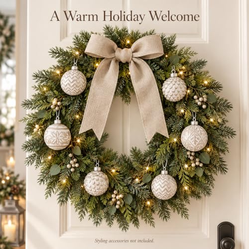 Rustic Champagne Christmas Ornaments Set 16PCS - Medium, Farmhouse Decor
