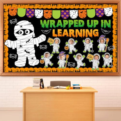 Halloween Mummy Bulletin Board Set - Classroom Decor with DIY Photo Space - Wrapped Up in Learning