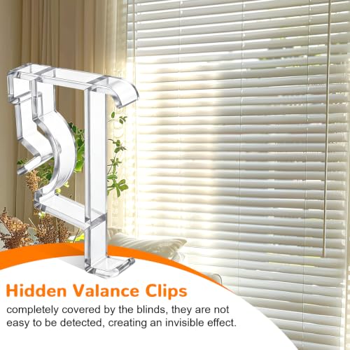 12 Pack 2-Inch Clear Blind Valance Clips - Hidden Window Cover Fasteners
