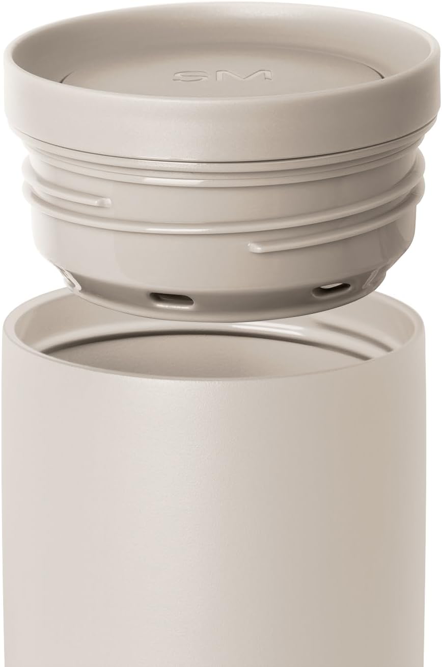 Simple Modern Voyager Signature Travel Coffee Mug - 360° Lid, Insulated Stainless Steel, 16oz | Almond Birch