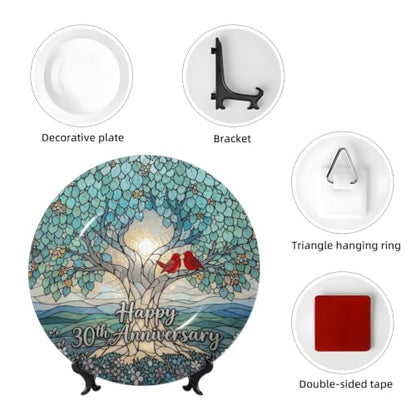 30th Anniversary Ceramic Plate with Stand - 6 Inch Round