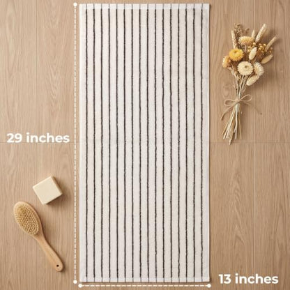 Cream & Brown Striped Bathroom Hand Towels 2-Piece Cotton Set - Jacquotha