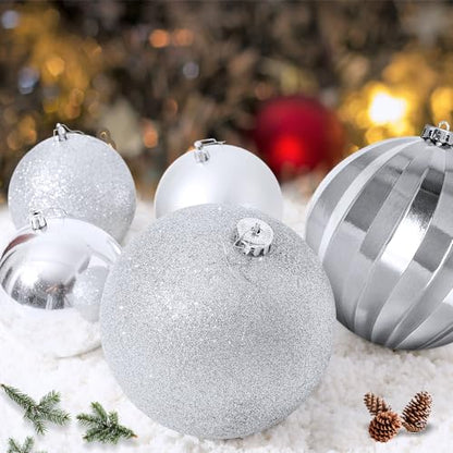 Silver Large Christmas Ornament Balls - 6 Inch Shatterproof Outdoor Holiday Decor (6 Pack) - Variation of THIS listing