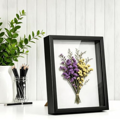 8x10 Deep Shadow Box Frame for Dried Flowers and Keepsakes - Black