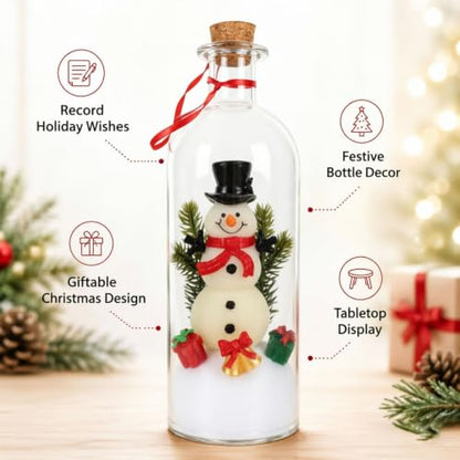 Recordable Christmas Tree in a Glass Bottle with Snowy Mini Trees - Red B
