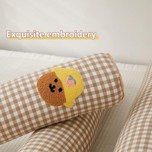 Gingham Plaid Long Body Pillow Cylindrical Bolster Blue 31.5 x 6.3 inches - Support & Comfort