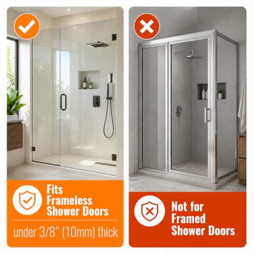 Brushed Silver Shower Glass Door Hooks 2 Pack for 3/8" Thick Frameless Glass