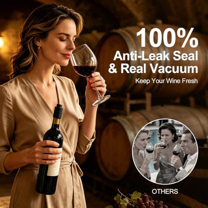 Vacuum Wine Stopper Set of 3 - Reusable Black Bottle Corks for Preservation