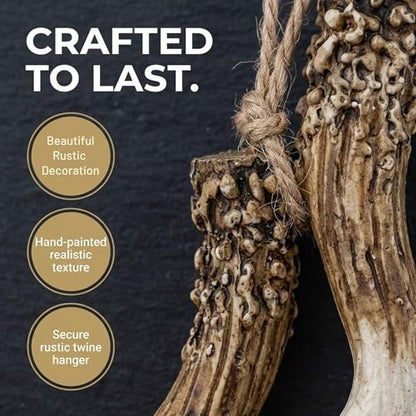 Faux Deer Antlers Ornament Pack of 3 - Rustic Hunting Decor 5"H x 3.5"W
