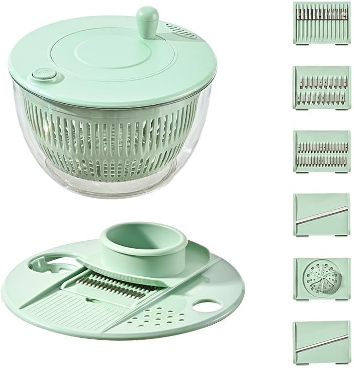 Skiennix 6-In-1 Salad Spinner - Large Multi-Use Lettuce & Vegetable Chopper | 5 Quart Capacity