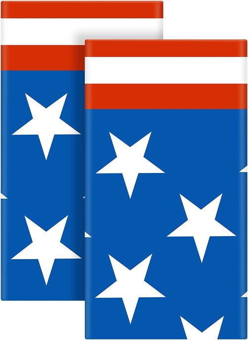 Esjay American Flag Tablecloths - 2 Pack Plastic Covers (54"x72") for Patriotic Celebrations