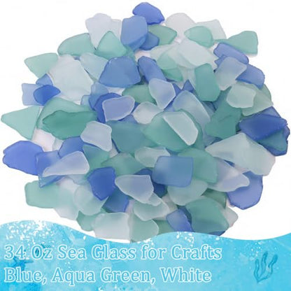 Blue Sea Glass for Crafts 34oz Bulk Beach Decor & Mosaic Art
