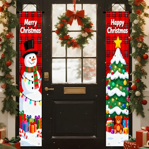 Nuxovilar Snowman Christmas Porch Banner Set - Ri50493, 12x71 Inches Polyester