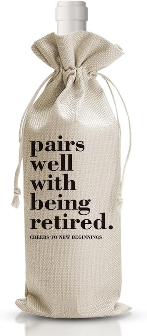 DOI-LANEE Pairs Well With Retirement Wine Bag Retirement Gifts for Him or Her Teacher Coworker Employees Friend Colleagues Nurse Doctors Boss Retirees Work