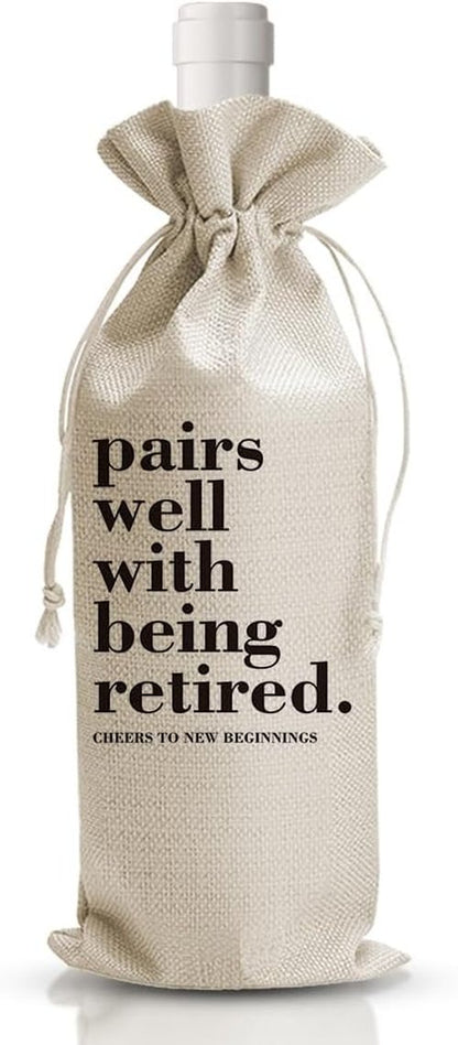 DOI-LANEE Pairs Well With Retirement Wine Bag Retirement Gifts for Him or Her Teacher Coworker Employees Friend Colleagues Nurse Doctors Boss Retirees Work