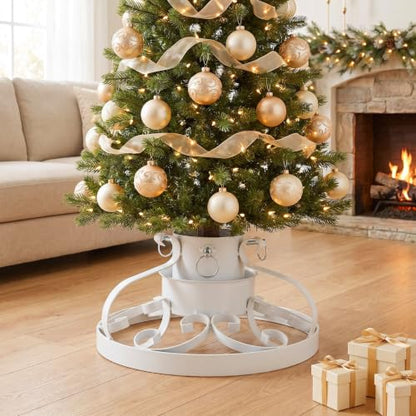 Christmas Tree Stand with Water Reservoir - White, Supports Trees Up to 8.5ft