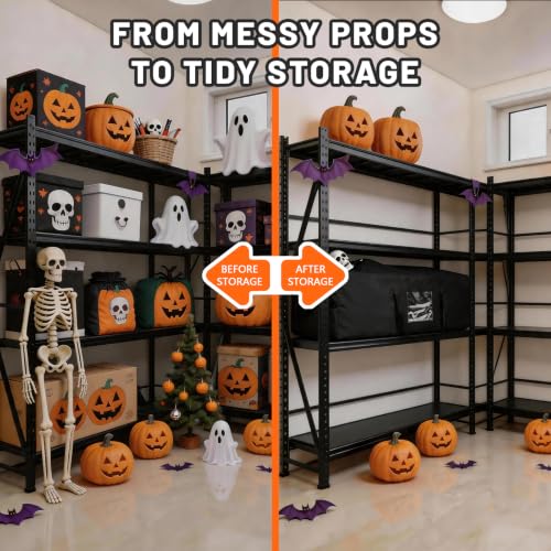 Large Black Halloween Storage Bag Fits 12ft Skeleton & Christmas Tree