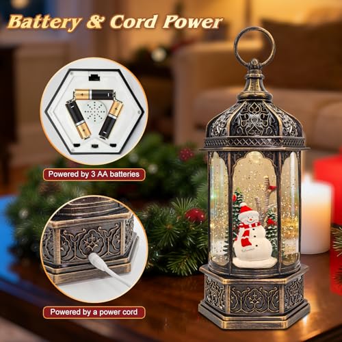 Snowman Snow Globe with Red Cardinal - Musical LED Christmas Decor, 12.99 Inch