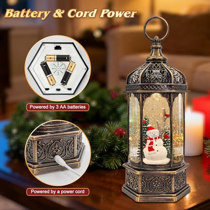 Snowman Snow Globe with Red Cardinal - Musical LED Christmas Decor, 12.99 Inch