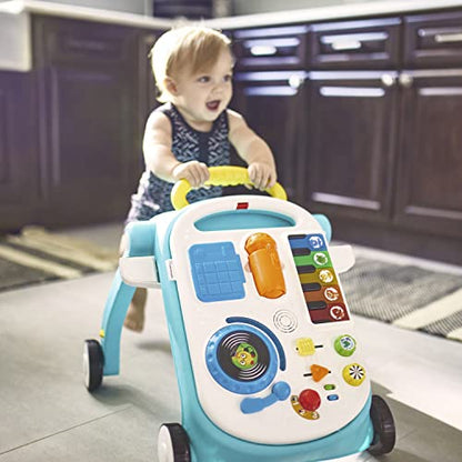 Baby Einstein Musical Mix ‘N Roll 4-in-1 Push Walker, Activity Center, Toddler Table & Floor Toy, 100+ Songs & Phrases, DJ Station with Piano