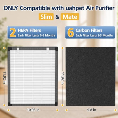 Pet Air Purifier Filter Replacement for uahpet Slim & Mate | HEPA Carbon Set