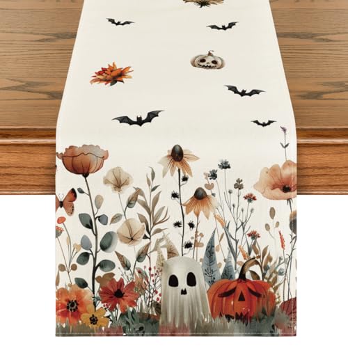 Halloween Table Runner 13 x 120 Inch Beige Polyester Party Decor for Home