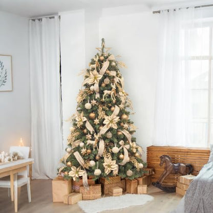 6ft Christmas Tree with Ornaments and Lights - Champagne All-in-One Holiday Decor