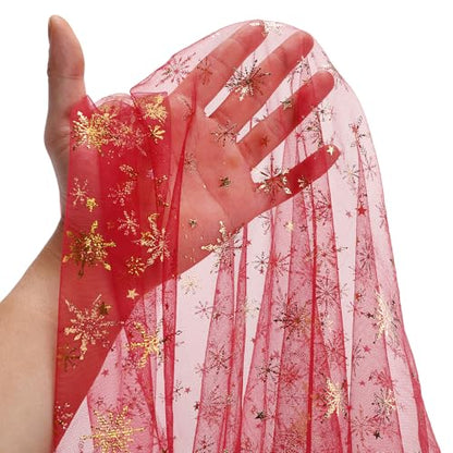 Variation of THIS listing: 1 Pcs Christmas Snowflake Gauze Table Runner 120" Red Gold