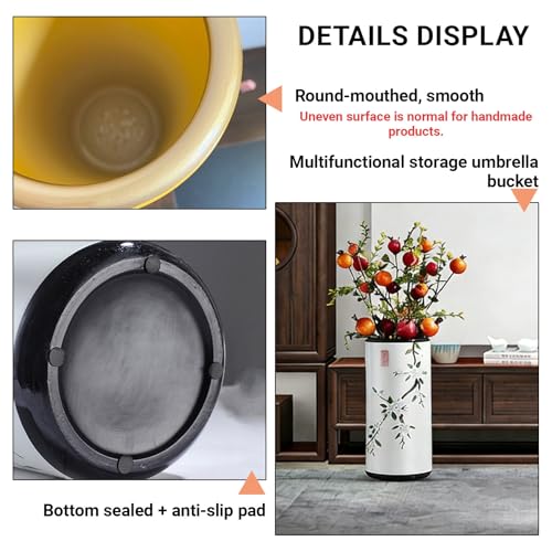 Ceramic Umbrella Stand Holder for Entryway - 45x20cm Floor Vase & Storage Bucket