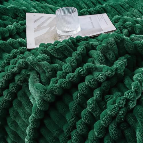 Christmas Green Throw Blanket for Couch Sofa 50x60 Inches - Striped Design
