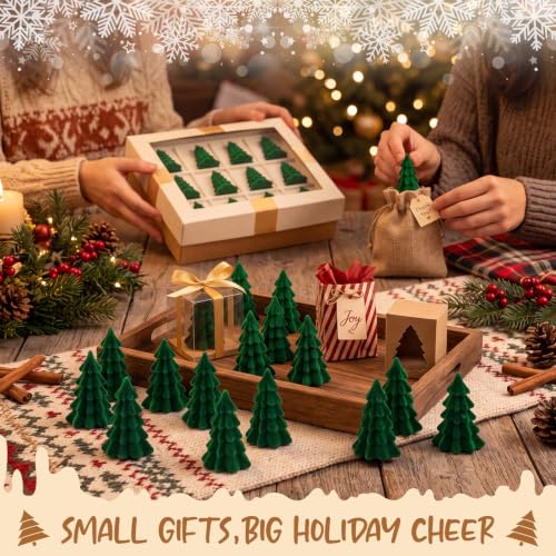 Mini Christmas Tree Figurines 50 Pack Velvet Flocked 1.6 Inch Green
