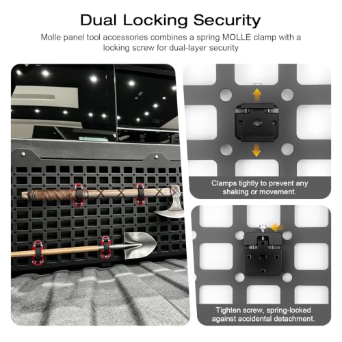Red Quick Release Shovel Mount for Molle Panel – Tool-Free Installation, Heavy-Duty Outdoor Gear Organizer