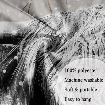 Winter Christmas Highland Cow Shower Curtain - Grey 72x72 Inches