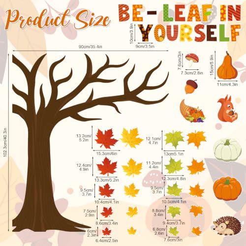 Fall Bulletin Board Decorations Autumn Tree Set with Pumpkins Maple Leaves and Squirrel - Large Variation