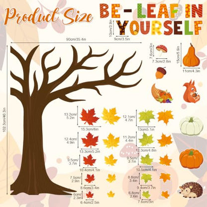 Fall Bulletin Board Decorations Autumn Tree Set with Pumpkins Maple Leaves and Squirrel - Large Variation