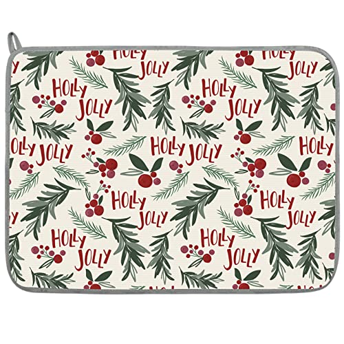 Christmas Absorbent Dish Drying Mat 18x24 Inches Holiday Kitchen Decor