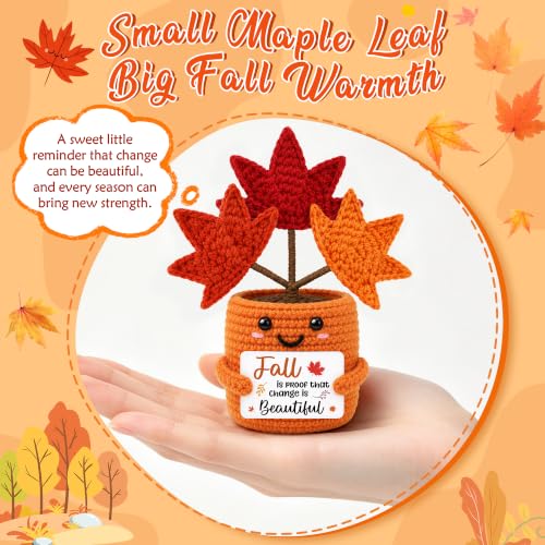 Fall Gift Basket with Crochet Maple Leaf Decor for Women - Autumn Home Accent