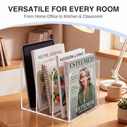 Space-Saving Clear Acrylic Desktop Organizer - Modern Office Shelf - Transparent-3
