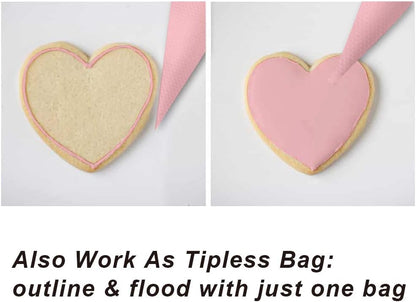 Weetiee Pastry Bag Set - 100 Extra Thick 16-Inch Disposable Piping Bags with 8 Tips & Coupler