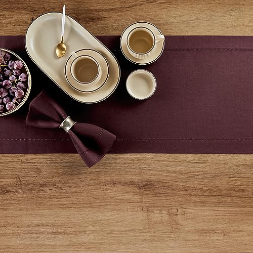 Burgundy Linen Table Runner 14 x 108 Inches - 100% European Flax, Handmade