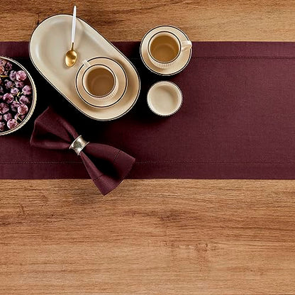 Burgundy Linen Table Runner 14 x 108 Inches - 100% European Flax, Handmade