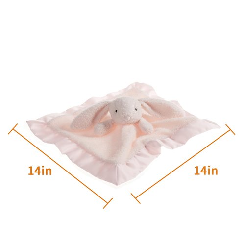 Apricot Lamb Stuffed Animals Pink Bunny Rabbit Security Blanket Infant Nursery Character Blanket Luxury Snuggler Plush Baby Lovey(Pink Bunny)