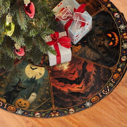 Halloween Tree Skirt 36 Inch Xmas Tree Mat Holiday Decor Medium - Not Quilted