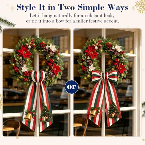 6 Pcs Seasonal Wreath Sash Ribbon for Front Door & Holiday Decor - Variation 1
