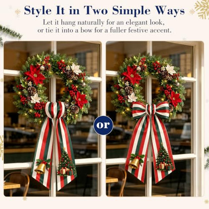 6 Pcs Seasonal Wreath Sash Ribbon for Front Door & Holiday Decor - Variation 1