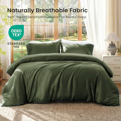 Queen Size Bamboo Rayon Duvet Cover Set - Silky Soft, Breathable & Cool
