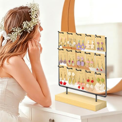 Jewelry Display Stand with 3 Tiers and 15 Hooks - Black
