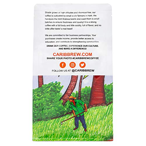 Caribbrew- SIngle Origin - Medium Beans - Premium Arabica Haitian Coffee - 12 Ounces - Direct Trade -Flavor Notes: Nutty, Dark Caramel