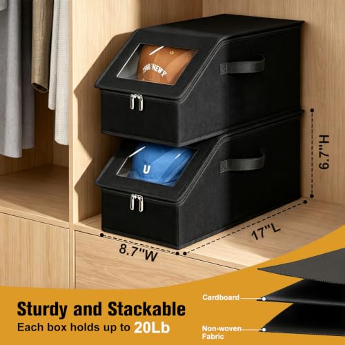 Black Hat Storage Organizer for Baseball Caps 2 Pack Large Capacity